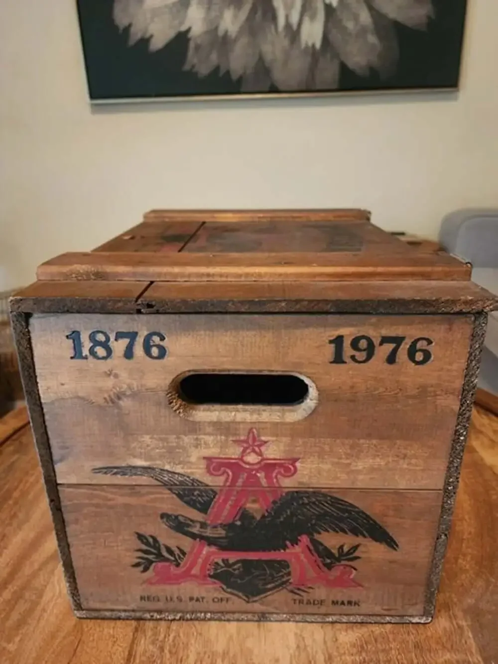 Vintage 1976 Budweiser Anheuser Busch Centennial Wooden Beer Crate Box 1876-1976